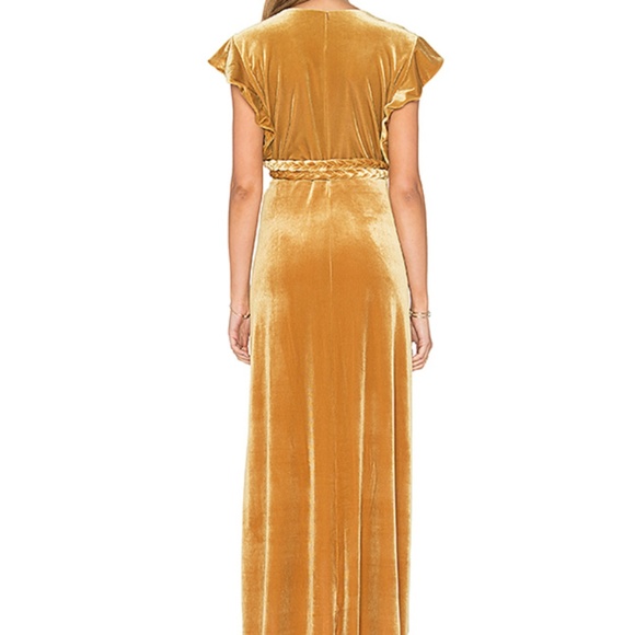 COPY - MIsa Gold Velvet Carolina Wrap Dress - Picture 4 of 6